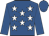 Royal blue, white stars, royal blue sleeves and cap