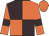 Brown and orange (quartered), orange sleeves, brown armlets, orange cap