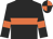Black, orange hoop and armlets, quartered cap