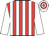 Red and white stripes, white sleeves, hooped cap