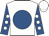 White, royal blue disc, royal blue sleeves, white spots and cap