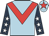 Light blue, red chevron, dark blue sleeves, white stars, light blue cap, red star
