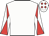 White, white and red diabolo on sleeves, white cap, red diamonds