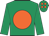 Emerald green, orange disc, orange spots on cap