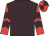 Brown, red sleeves, brown chevrons, brown & red quartered cap