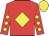 Red, yellow diamond, yellow diamonds on sleeves, yellow cap