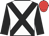 White, black cross sashes & sleeves, red cap