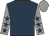 Dark blue, grey sleeves, dark blue stars, grey cap