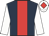 Dark blue, red panel, white sleeves, white cap, red diamond