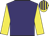 Purple, yellow sleeves, striped cap