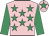 PINK, emerald green stars, emerald green sleeves, pink cap, emerald green star