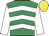 Emerald green & white chevrons, white sleeves, yellow cap