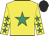 Yellow, emerald green star, emerald green stars on sleeves, black cap