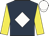 Dark blue, white diamond, yellow sleeves, white cap