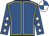 Royal blue, yellow seams, royal blue sleeves, white stars, royal blue & white quartered cap