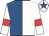 White & royal blue halved, red armlet, white cap, royal blue star
