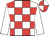 White & red check, white sleeves, quartered cap