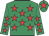 Emerald green, red stars, red star on cap