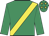 Emerald green, yellow sash, yellow stars on cap