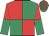 Emerald green & red quartered, halved sleeves, striped cap