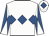 White, royal blue triple diamond, diabolo on sleeves, royal blue diamond on cap