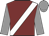 Maroon, white sash, grey sleeves & cap