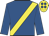 Royal blue, yellow sash, yellow cap, royal blue spots