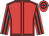 Red, black seams, striped sleeves, hooped cap
