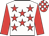 White, red stars, red sleeves, check cap