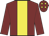 Maroon, yellow panel, yellow diamonds on cap
