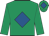 Emerald green, royal blue diamond, emerald green cap, royal blue diamond