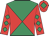 Red & emerald green diabolo, emerald green diamonds on sleeves, emerald green diamond on cap