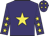 Purple, yellow star, yellow stars on sleeves, purple cap, yellow stars