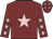 Maroon, pink star, pink stars on sleeves, maroon cap, pink stars