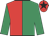 Emerald green & red halved, emerald green sleeves, red cap, black star