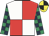 Red & white quartered, dark blue & emerald green check sleeves, black & yellow quartered cap