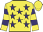 Yellow, purple stars, hooped sleeves, yellow cap