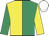 Emerald green & yellow halved, sleeves reversed, white cap