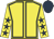 Yellow, dark blue seams, yellow sleeves, dark blue stars and cap