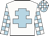 White, light blue cross of lorraine, light blue and white check sleeves and cap