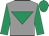 Grey, emerald green inverted triangle, sleeves and cap