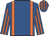 Royal blue, orange braces, striped sleeves and cap