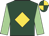 Dark green, gold diamond, light green sleeves, dark green and gold quartered cap