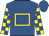 Royal blue, yellow hollow box, checked sleeves