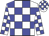 White body, blue checked, white arms, blue checked, white cap, blue checked