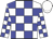 White body, blue checked, white arms, blue checked, white cap