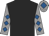 black, grey sleeves, royal blue diamonds, grey cap, royal blue diamond