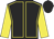Black body, yellow seams, yellow arms, black cap
