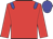 Red body, blue epaulettes, red arms, blue cap