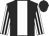 Black body, white stripe, white arms, black striped, black cap